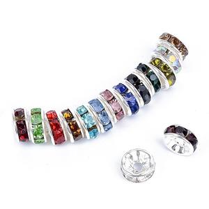 Bingcute 100 Pcs Bright Silver Crystal Rondelle Spacer Bead Plated 8mm Beads for jewelery Making Assorted Colors Beads for Bracelets