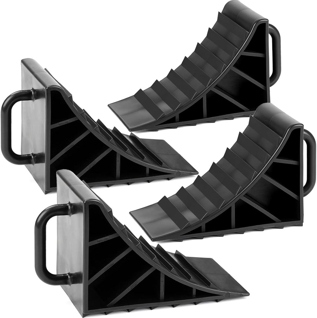 OULEME Wheel Chocks, Tire Chocks for RV Travel Trailer/Boat Trailer/Camper, Wheel Block Stopper with Handles, 4 Pack