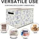 Nogrit Coquette Blue Bow Beach Storage Bins Box, Toybox for Girls, Preppy Coastal Seashell Foldable Baskets Organizer Container with Handles for Girls Bedroom Dorm Bathroom Clothes Toys Books