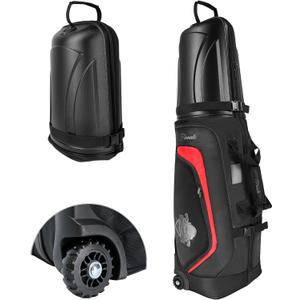 Golf Travel Bags for Airlines with Wheels, Hard Case Top, 1680D Ballistic Nylon, and Tank Wheels - Dust Bag Included - Light & Easy to Maneuver Waterproof Golf Club Protection