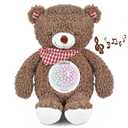 Baby Sleep Soother, White Noise Rechargeable Baby Projector Night Light, Portable Sound Machine with 18 Soothing Sounds, Plush Toy Gifts Bear for Infants with Cry Sensor
