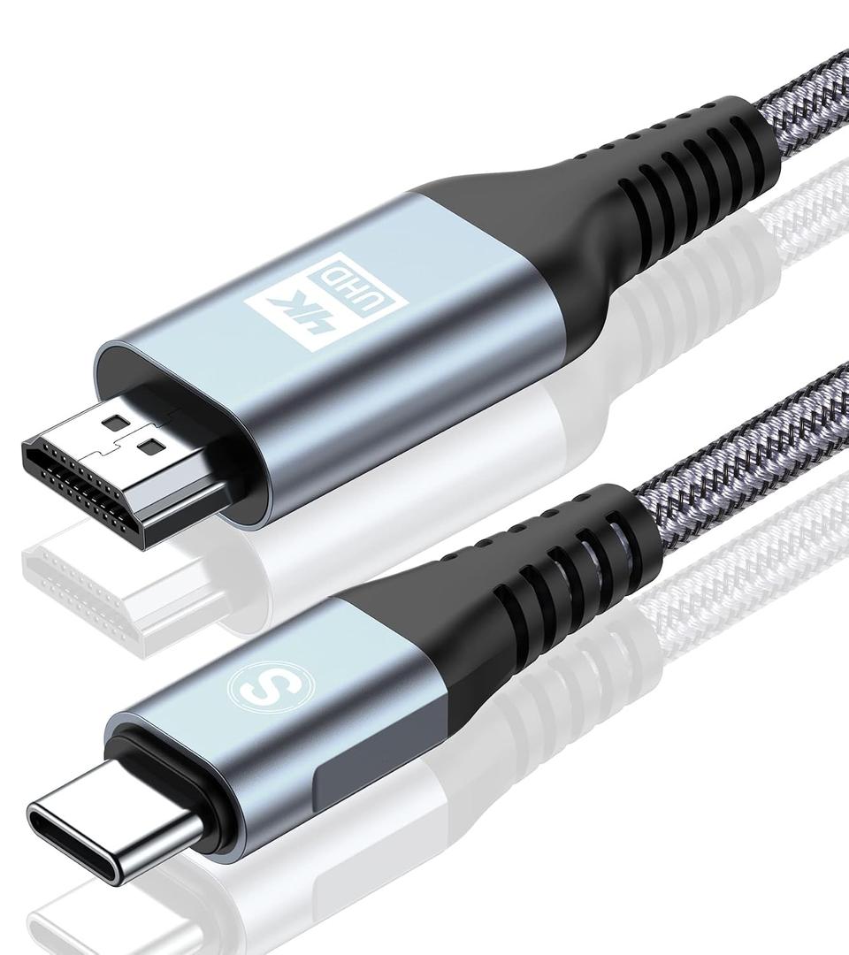 USB C to HDMI Cable 20ft, 4K High-Speed USB Type C to HDMI 2.0 Braided Cord Thunderbolt 4/3 Compatible for iPhone 17 16 15 Pro Max,MacBook iPad Pro/Air,Samsung S26 S25 S24 S23 Surface Switch iMac XPS