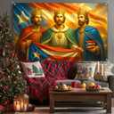 Three Kings Day Banner 71 x 43 Inches Da de Reyes Magos Puerto Rico Flag Wall Hanging, Epiphany Christian Religious Nativity Decor for Home Church Party Three Kings Day Backdrop (Red, White, Blue)