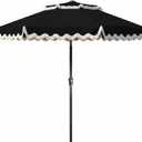 9FT Patio Umbrella with Fringe,Tassel Umbrella with Push-Button Tilt | UPF 50+ & Rust-Resistant Fiberglass Frame for Patio, Pool,Garden,Yard(Black)