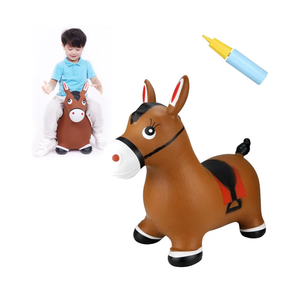 INPANY Bouncy Horse Hopper Toys, Toddlers Bouncing Farm Animals, Inflatable Jumping Hopping Horse, Ride on Rubber Bouncer for Kids, Outdoor Indoor Cool Birthday Gifts for 2 3 4 Year Old Girl Boy