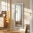 AAZZKANG Wall Mirror Full Length Rustic Wood Framed Floor Mirrors 58"x24" Rectangle Large Full Body for Bedroom Living Room Entryway Dressing Room White