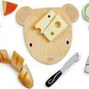 Tender Leaf Toys - Cheese Chopping Board - Wooden Play Food Set with 4 Choppable Cheeses, Baguette, Wood Knife and Illustrated Board - Improves Fine Motor Skills - Develops Social Skills - Age 2+