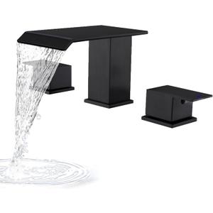 Matte Black Roman Tub Faucet, Deck Mount Bath Tub Faucet Set 3 Hole Waterfall Bathtub Faucet High Flow Garden Tub Filler