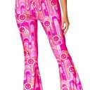 Deerose Women's High Waist Stretch Bell Bottom Slim-Fit Flare Leg Hippie Pants (XX-Large, Pink)