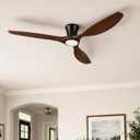 Skylike 52'' Wood Flush Mount Modern Ceiling Fan with Light and Remote