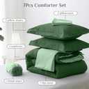 JOLLYVOGUE Full Comforter Set, Ultra-Soft Bed in a Bag Full Size 7 Pieces, Oeko-TEX Certified Bedding Set with Down Alternative Comforter, Sheets, Pillowcases & Shams, Dark Green & Light Green (FULL(86"*82"))