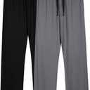 BAMBOO COOL Mens Pajama Pants Sleep Lounge Bottoms Soft Comfy Pj Pant Sleepwear with Pockets 2 Pack 3XL