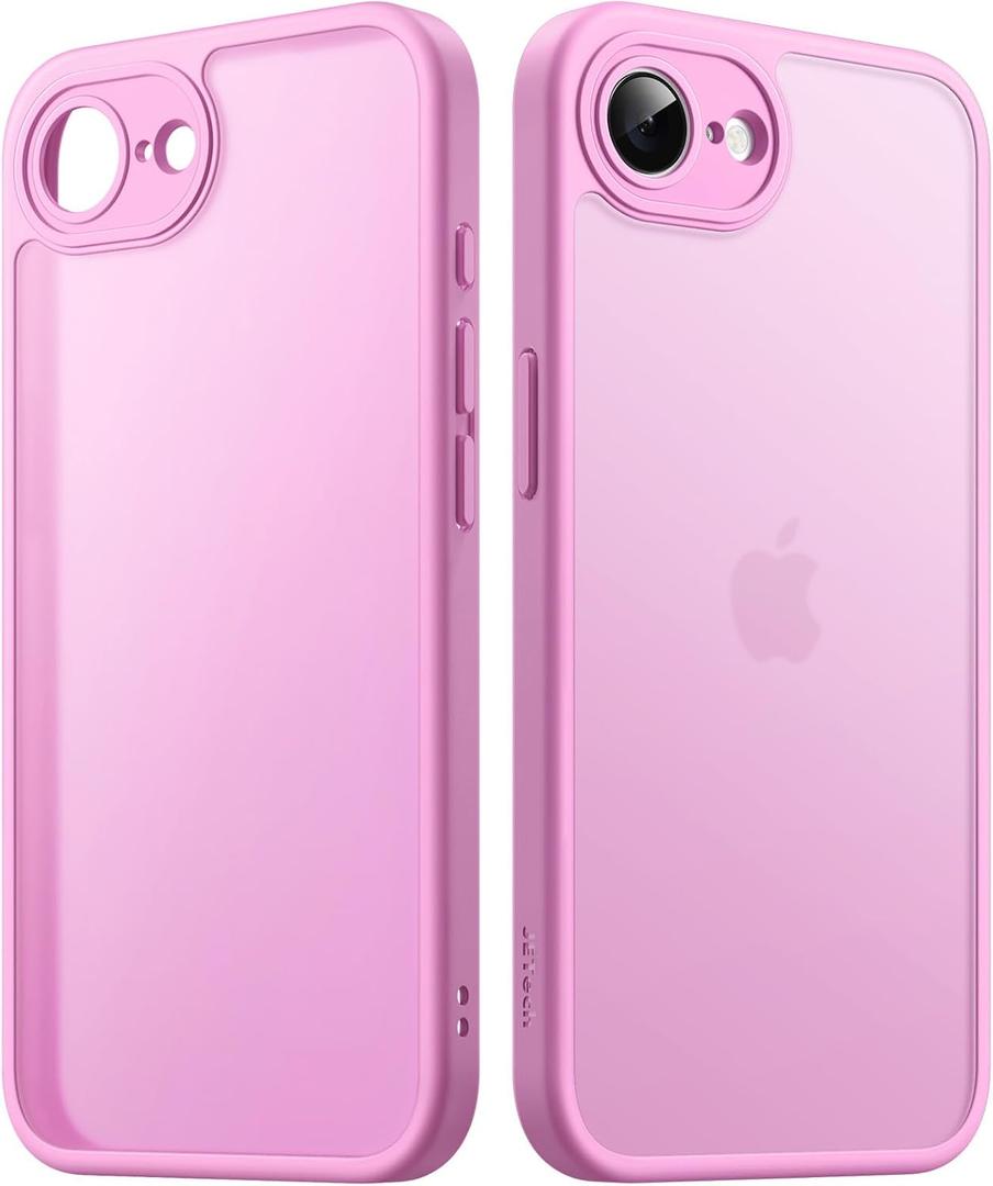 JETech Matte Case for iPhone 16e 6.1-Inch 2025, Shockproof Military Grade Drop Protection, Frosted Translucent Back Phone Cover, Anti-Fingerprint (Pink)