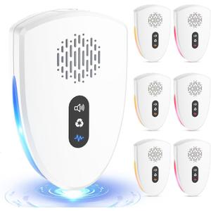 2 x 2026 Upgraded Ultrasonic Pest Control Repeller, Mouse Repellent Indoor for Spider Bug Roach Ant Mosquito Rat Mice Insect Deterrent, Mouse Rodent Repellent Ultrasonic Plug in, 3 Mode Switching, 6 Pack