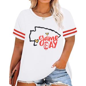 Plus Size Game Day Football Shirt Women Sports Season T-Shirt Football Mom Graphic Tee Sunday Funday Tops (White, XXXL)