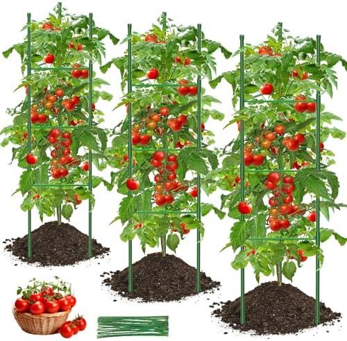 Amazon.com : MQJIAZHI Tomato Cage, 3Pack 51.2inch Tall Tomato Trellis Triangle Tomato Cages for Garden Climbing Plants, Raised Garden Bed Plant Support Stakes for Garden,Pots, Plant Cages & SupportsExtra Bold : Patio, Lawn & Garden