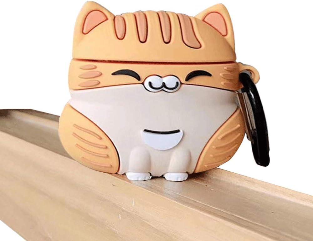 Case Compatible with AirPods Pro, Super Cute Sitting Lucky Cat Kitty Cover Case, Soft TPU Silicone Gel Earphone Case -Yellow