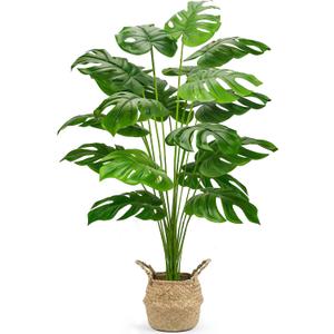 Der Rose 44" Tall Fake Plants with Basket Large Artificial Monstera Plants Indoor, Easy Assembly Faux Tree for Outdoor Office Living Room Bedroom Home Apartment Decor