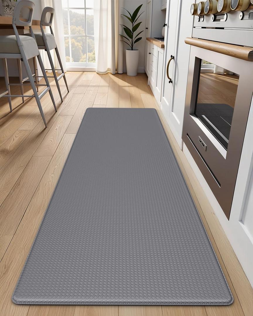 Kitchen Mats for Floor - 17"x59" Anti Fatigue Mats for Kitchen Floor - Non Slip Cushioned Rugs for Standing - Grey