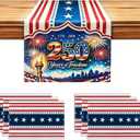 72x13 Inch 250th 4th of July Patriotic USA Stars Table Runner with 6Pcs Place Mats for Independence Day