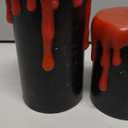 Eldnacele Black Flameless Pillar Candles Battery Operated with 6H Timer, Red Real Wax Dripping Effect 3D Wick Flickering LED Candle Lights Dinner Halloween Decoration(3 Pack, 3 x 4,5,6 Inches)