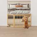 Dog Gates for Doorways Stairs, Foldable Freestanding Pet Gate, Dog Fences Indoor, Bamboo Dog Gates (Natural, 18-55" Wide)