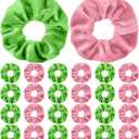 Knitgrip 24 Pcs Pink and Green Hair Scrunchies Witch and Princess Wizard Party Favors Witch Hair Accessories Pink Green Party Favors for Wizard Movie Fan Women Friendship Gifts(Simple Style)