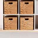 Water Hyacinth Storage Baskets 11x11x11 Inch Wicker Storage Cubes Set of 2Baskets,Handwoven Foldable Wicker Cubes with Sturdy Handles, Rustic Laundry Organizer for Bedroom Shelves, Kitchen, Bathroom