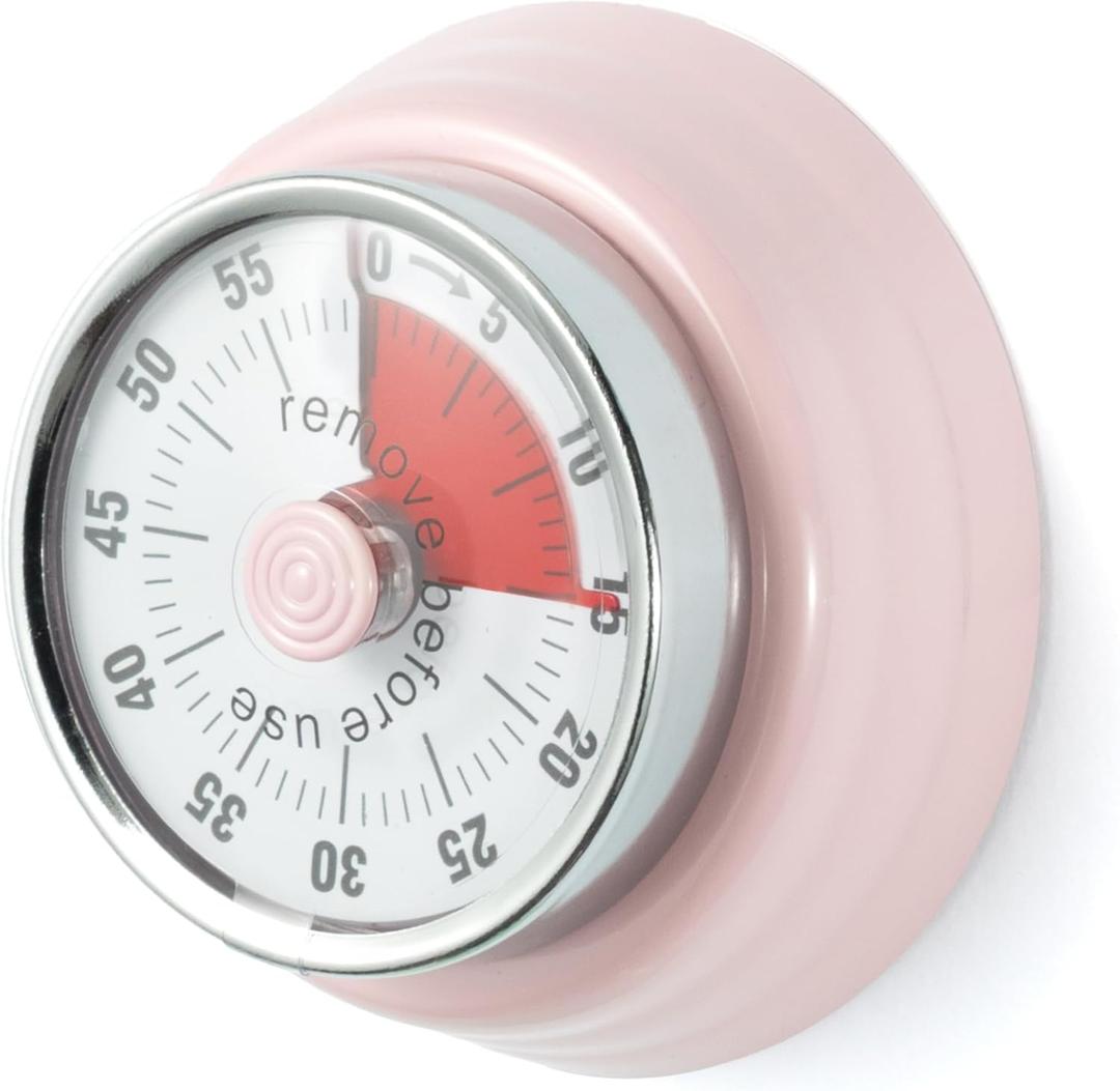 60-Minute Magnetic Visual Timer, Silent Operation and No Battery Needed, Time Management Tools for Kitchen, Homeschool Desk, Office Meetings & Home Learning Timer (Pink)