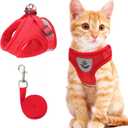 Red Cat & Dog Vest Harness - All Weather Mesh, Reflective Strap, Adjustable Step-in Harness for Small Pets (Red, S)