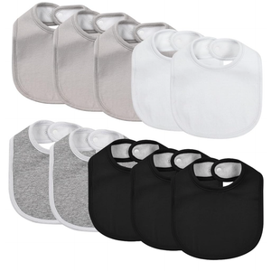 10 Pack Cotton Snap Bibs for Baby Boy Girl, Super Soft Drool Bibs for Teething and Feeding
