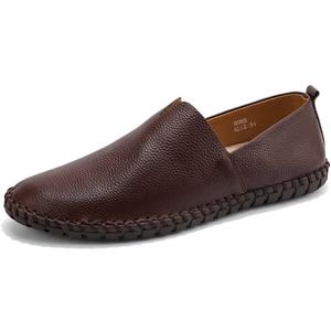 Men's Genuine Leather Loafer Shoes Slip On Soft Walking Driving Shoes, Around Size 10