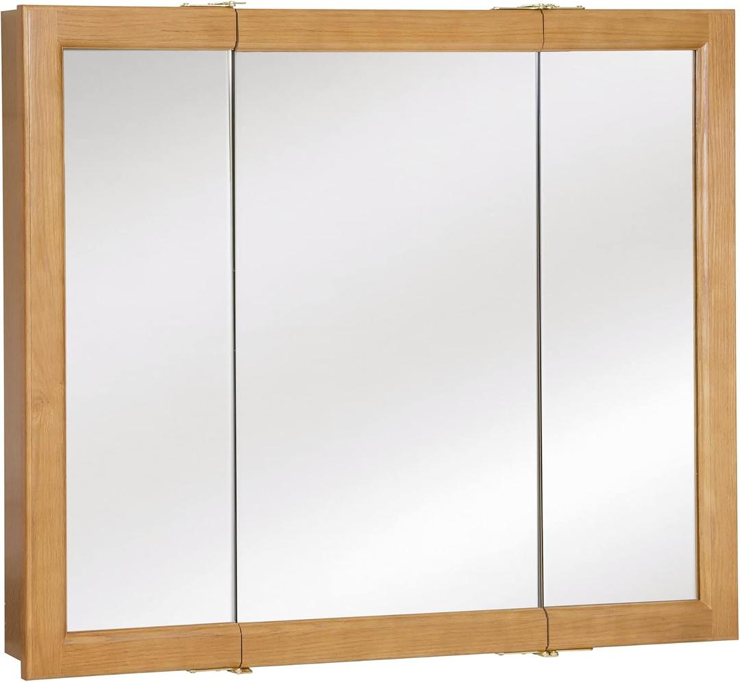 36 Inch Richland Bathroom Medicine Cabinet, Wall Mounted, Mirror, Oak Design House, 530576-NOK, 36 in. W x 30 in. H