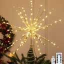 15 Inch Christmas Tree Star Topper with 150 LED Timer Lights & Remote, 19-Point USB Powered Lighted Gold Starburst Star Tree Topper for Indoor Holiday Party Xmas Tree Decor
