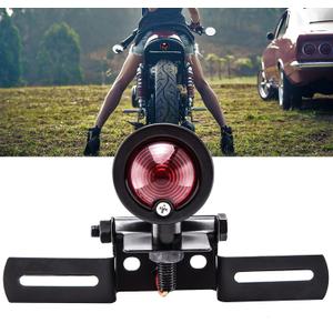 DREAMIZER 12V Black Motorcycle Tail Light Brake Stop Running Light Lamp with License Plate Holder Compatible With Bobber Chopper Cafe Racer