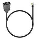 USB Female to Rj9 4p4c 4-Pin Male Adapter, Suitable for Multiple Voip Telephone Cables, with 30cm Round Black Cable (RJ9 to USB 30cm)