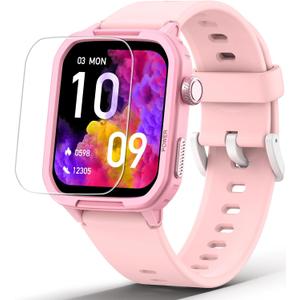 Smart Watch for Kids No Phone Needed, Tempered Glass Fitness Tracker Boy Teens with 19 Sport Modes, Pedometer, Sleep Monitor, Kids Watch Birthday Gifts Toy Gift for Girls Boys 6-16 (Pink)