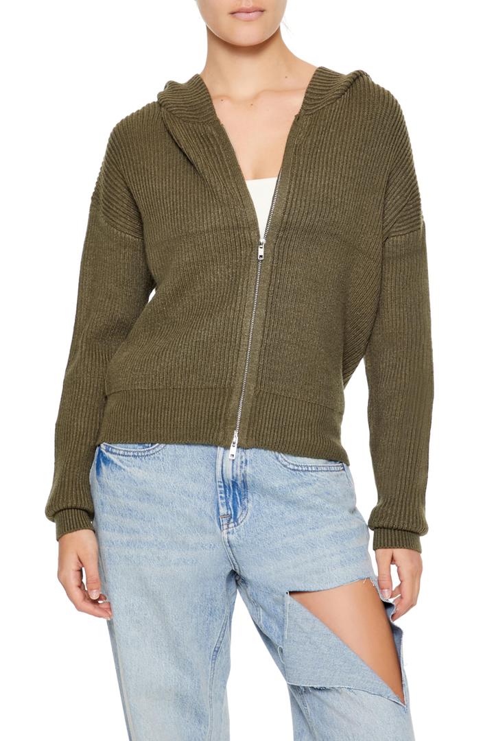 Forever 21 Women's Hooded Zip-up Sweater, Medium