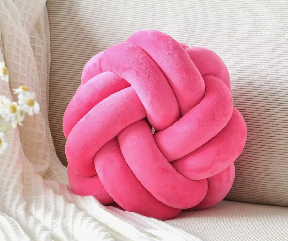 VBGYA Round Knot Plush Cushion, 11 Inch Decorative Throw Pillows for Bedroom, Sofa, Couch  Modern Designs in Hot Pink
