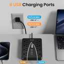 Surge Protector Power Strip, 8 Outlets(1850W/15A/14AWG), 6 USB Charging Ports(2 USB C), 6FT Flat Plug Extension Cord Outlet Extender with Overload Protection, ETL Certified for Office