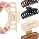 Lourny Silicone Hair Clips for Women, 4 PCS Non-Slip Strong Hold Flexible Cloud Claw Clips for Thin or Thick All-Day Comfort Large Hair Clips(White + Light Brown + Dark Brown + Black)
