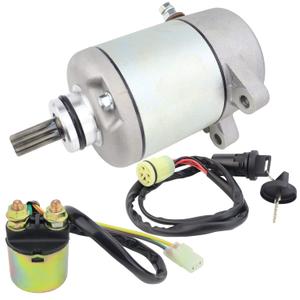 Starter Motor & Solenoid Relay & Ignition Switch Replacement for Honda 350 Fourtrax Rancher TRX350FE TRX350FM TRX350TE TRX350TM 2000-2006 31200-HN5-671, 31200-HN5-M01, 31200-HN5-A81, 18607
