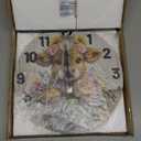 CHGCRAFT Cute Style Wall Clock 12 Inch Highland Cattle Clock Flowers Round Decorative Clocks for Bedroom Living Room Kitchen Office