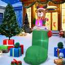 9ft Elk Standing on Socks Christmas Inflatable Decoration with LED Lights, Suitable for Holiday Celebration Decorations in Yards, Lawns, Terraces, etc.