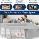 Baby Playpen with Mat 50x50 Inch, Playpen with Colorful Ball for Babies and Toddlers, Baby Play Pen Pin Indoor Play Fence (Mat and Ball Included)