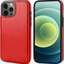 ONETOP Compatible with Magsafe for iPhone 12 Pro Max Wallet Case with Card Holder, PU Leather Kickstand RFID Blocking Case, Double Magnetic Clasp and Durable Shockproof Cover 6.7 Inch (Red)