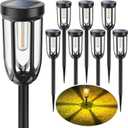 Solar Pathway Lights 8 Pack, Solar Lights Outdoor Waterproof IP65, Bright Auto On/Off Driveway Patio Light, Solar Garden Lights Landscape Lighting for Walkway Lawn Yard (Warm White-8P)