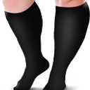 Compression Sock 20-30 mmHg for Women & Men Improves Blood Circulation for Wide Calf Travel, Running, Cycling Athletic, Color-Black (XX-Large)