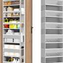 Over The Door Organizer, 6 Shelf Door Hanging Organizers with 6 Large Capacity Pockets, Behind Door Storage Hanging Shelves for Closet Wall Bathroom Bedroom Nursery