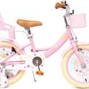 Bixike Girls Bike with Basket for Toddlers and Kids Aged 3-14 Years Old, 12 14 16 18 Inch with Training Wheels & Doll Seat, 20 Inch with Kickstand & Rear Rack, Princess Style Bicycle for Gift.